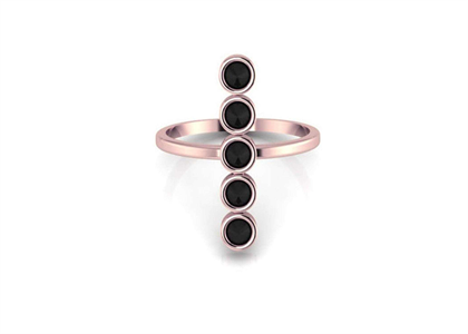 Gemstone Bezel Vertical Bar Ring with Rose Gold Plated